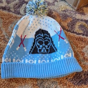 Blue Knit Beanie with Pom Pom